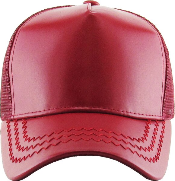 Trucker Hat Unisex High-Profile Fit PU Leather Front Mesh Back Snapback s-l1200.jpg main image 4