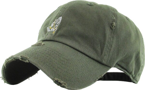 Praying Hands Embroidered Dad Hat - Adjustable Cotton Baseball Cap, Brown