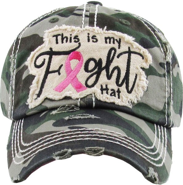 Breast Cancer Awareness Hat – "This Is My Fight" Embroidered Cotton Pink Ribbon Baseball Cap