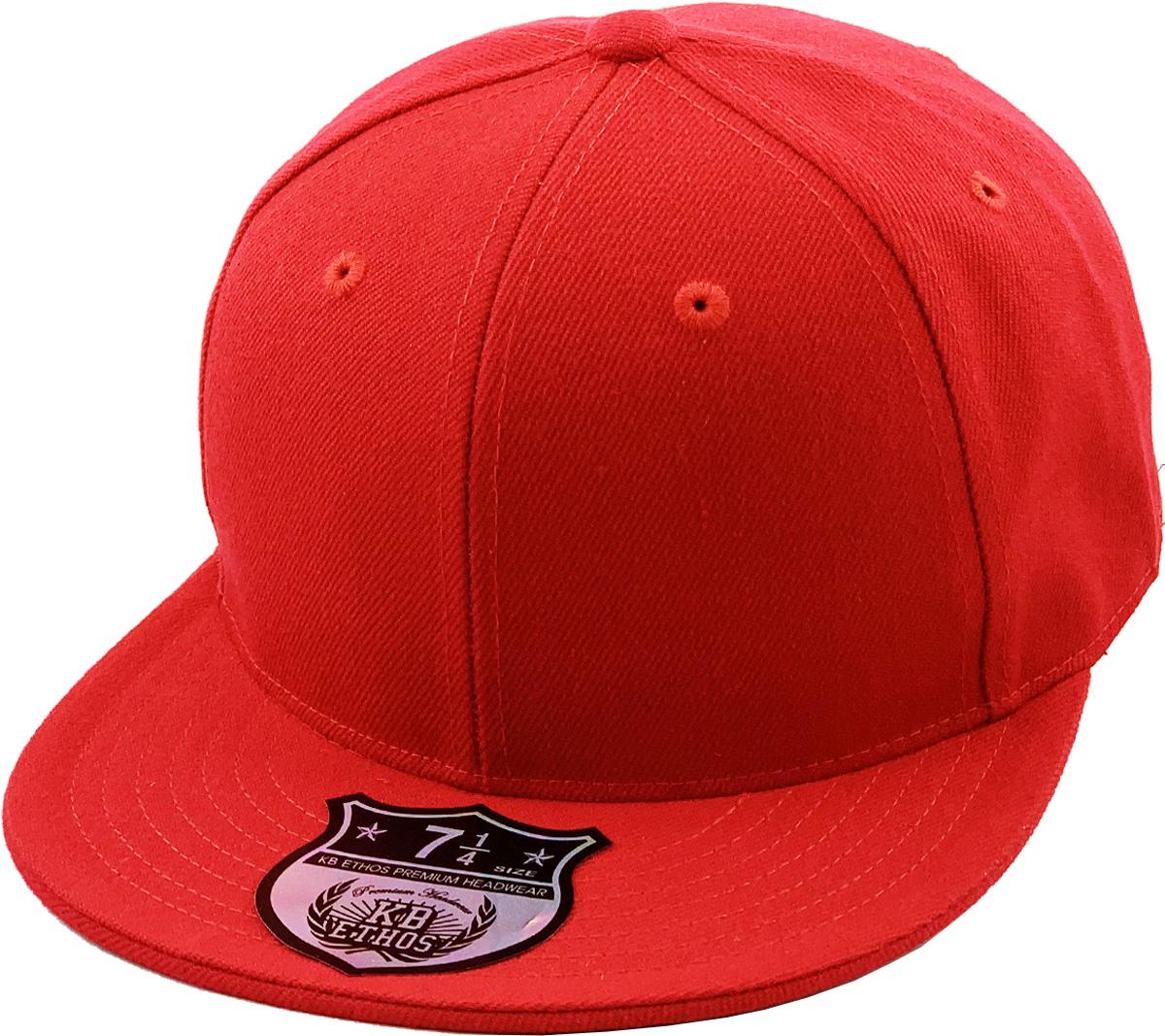 New Plain Orange Flat Peak Fitted Baseball Cap 7 5/8" 